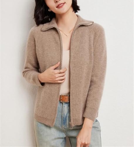 Double Zipper Cardigan Women Merino Wool Sweater Autumn Winter Long Sleeve Casual Cashmere Knitwear Tops2