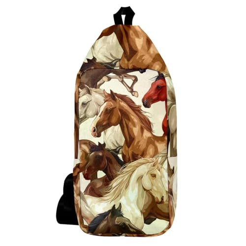 Sac à dos à bandoulière chevaux sacoche poitrine multicolore mixte