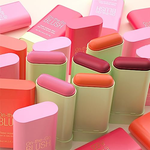 Blushers for Cheeks Make Up - Creamy Lightweight Multi-Stick for Face Eyes & Lip - Long-lasting 3-in-1 Multi-Use Blusher Contour Stick - Moisturize and Blendable Blush for Nature Look (Coral Orange) - Image 8
