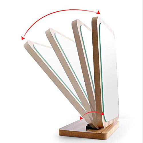 Aestivate Rectangle Compact Table Mirror Standing Wood Framed Mirror Desktop Mirror 90 Degree Rotating Mirror For Makeup Cosmetic #TOP7