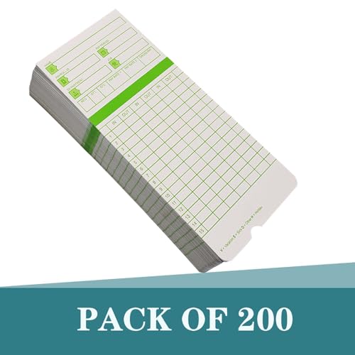 Image of 200PCS Time Cards for Employees, 2-Sided, Monthly Time Cards for HN3000, 3 3 /8 inch x 7 3 /8 inch, Green