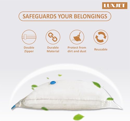 Image of LUXJET 6 Medium Vacuum Bags for Travel with Electric Pump and Hand Pump - Airtight, Reusable Space Saver Compression Storage Bags for Packing,Vaccine Sealer Bags with Ziplock for Blanket