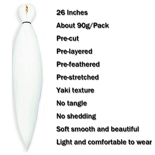 Jiefeng 8 Bundles Pre Stretched Braiding Hair Extensions For Women 20 Inches Yaki Texture Professional Crochet Twist Braids Hair Synthetic Hair For Braids (20 Inch, White) #TOP3