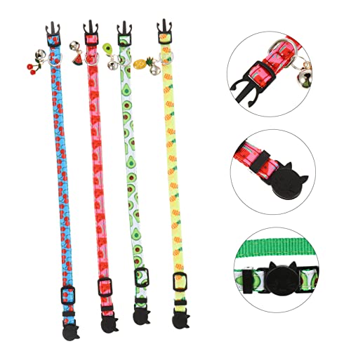 Collar para gatos con cascabel ajustable Milisten estampado piña y cereza 6