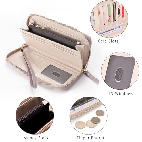 Image of Pomelo Best Wristlet Women Wallet Floral RFID Clutch Purse | Vegan Leather, Multi Credit Card, Large Capacity Zip Around Long Travel Wallets with Coin and Phone Pocket for Ladies