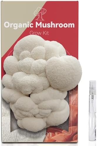 inbloom Organic Lion's Mane Mushroom Growing Kit with Spray, Harvest Fresh Mushrooms at Home, Beginner Friendly & Easy to Use, Unique Gardening Gift for Holiday, Handmade in New Jersey, USA