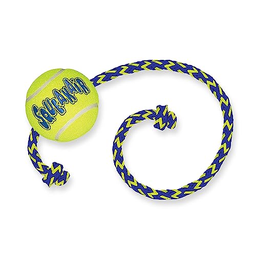 Kong – Squeakair Ball Mit Seil – Premium-Hundespielzeug, Quietschende Tennisbälle, Zahnschonend – Für Mittelgroße Hunde #TOP4