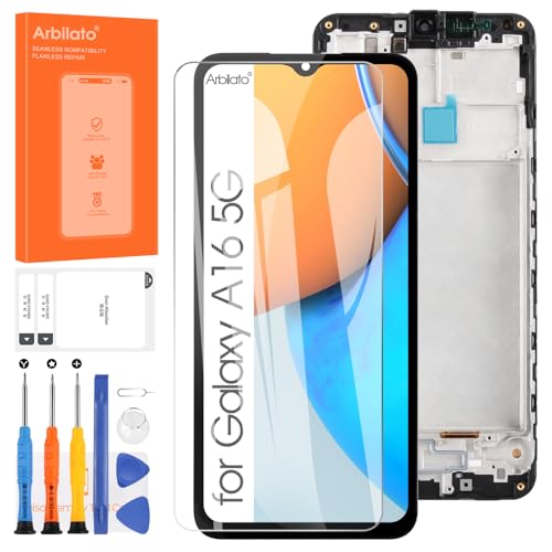Écran LCD pour Samsung Galaxy A16 5G avec châssis noir et kit complet de réparation Incell