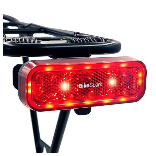 BikeSpark Auto-Sensing Rear Light G4R–[2022] USB Rechargeable – 240HRs - Precise Brake Sensing-for Cargo Rack- 50lumen - Large Reflector-50/80mm Screw Mounted/Easy Release -Made in Taiwan