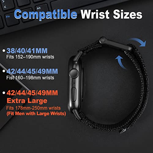 Eomtam Width 30Mm Men Soft Nylon Strap For Apple Watch Band Ultra 49Mm 45Mm 44Mm 42Mm 41Mm 40Mm 38Mm, Rugged Sport Woven Adjustable Wristband For Iwatch Series 8 Se 7 6 5 4 3(Blackusa Flag,44) #TOP2