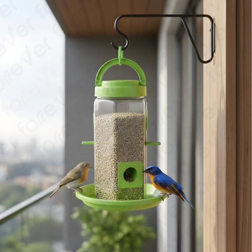 Image of FORREVER Bird Feeder - Hanging Bird Feeder for Balcony, Garden & Outdoor Use (Food Feeder)