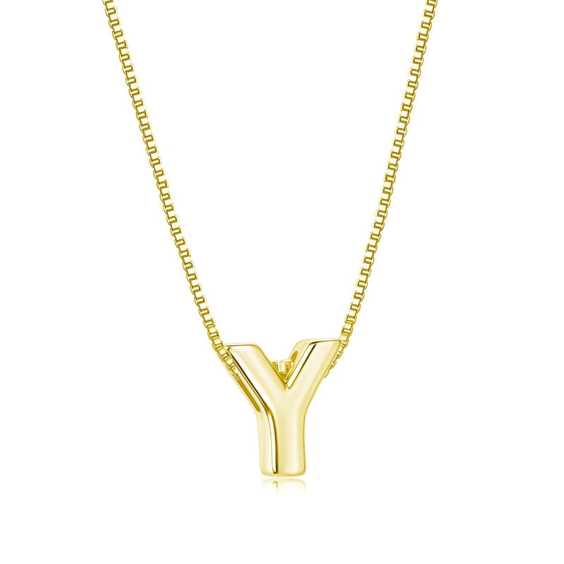 Collier en argent sterling S925 précieux avec lettre initiale fine plaquée or 18 carats