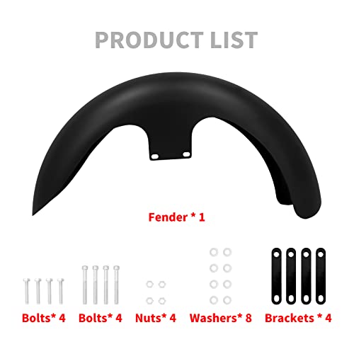 Image of 21-Inch Front Fender Fit for Harley Touring 1996-2023 | Matte Black Front Mudguard for 130 /R21 Tires, Fits Road King, Road Glide, Street Glide, Electra Glide and Custom Baggers