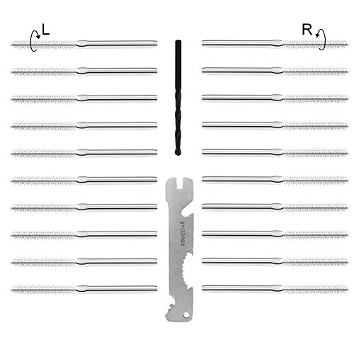 GDDIYing 20 Pack Cable Railing Hardware Kit, T316 Stainless Steel Left & Right Hand Swage Lag Screws for 1/8″ Stair & Deck Railing, Marine Grade DIY Wood Post Hardware with Tool & Drill Bit