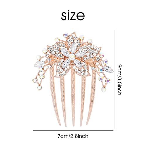 Insowni 6 Pack Luxury Glitter Sparkly Jeweled Gems Crystals Rhinestones Gold Metal Decorative Hair Side Combs Slides With Long Teeth Hair Bun Chignon Updo Accessories Hairpins Barrettes Clips For Women Girls #TOP6