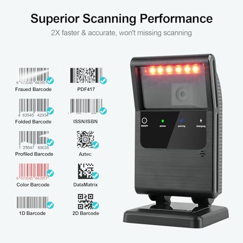 Scanner de codes-barres 2D sans fil lecteur QR code omnidirectionnel pour écran de caisse - 3