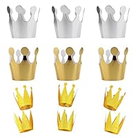 ZWZNBL 12pcs Crown Decorative Hats,Prince Princess Crowns,Gold and Silver Paper Crowns,Adjustable King Crown Party Hats for Golden Jubilee Party,Birthday,Celebration