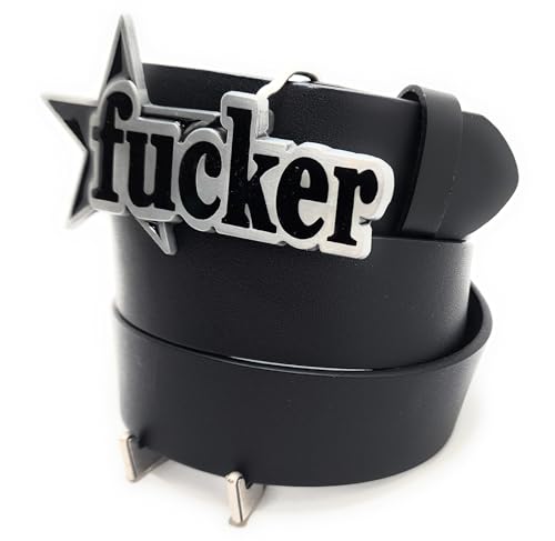 FÜ₡₭€R Star Belt Buckle and Genuine Leather Belt (Heavy Duty, 100% Cow Hide)3