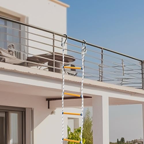 Escalera de cuerda, 6 m, escalera de rescate con anillos de acero al manganeso, 200 kg, escalera de emergencia, escalera de emergencia, escalada para balcón, barandilla, casa de árbol