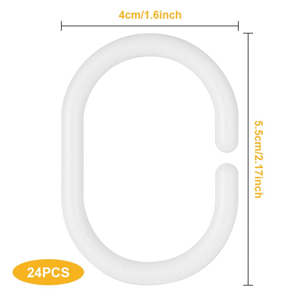 24 x 24 anelli neri per asta per tende con clip a pinza, 25 mm, eleganti e pratici
