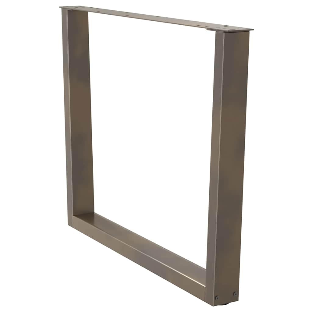 Nogi stołu w kształcie litery V, 3 sztuki stali naturalnej, 100 x (72-73,3) cm, malowany proszkowo metal do stołów jadalnych, biurka i mebli, regulowane nóżki