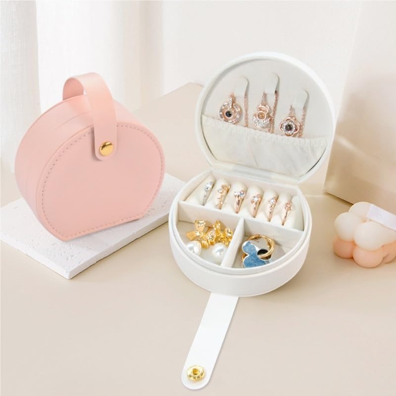 PU Leather Jewelry Box Travel Sized Hand Held Storage Ring Necklace(Onecolor) image 2