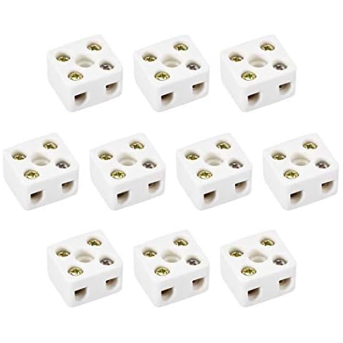 sourcing map 2 Way Ceramic Terminal Blocks Cover