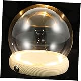 MAGICLULU Glaskuppel mit Ringlicht und Holzscheitboden Display Abdeckung für Konservierte Blumen Glasdisplayglocke Flache Basis Weihnachten Glasvitrine Taschenuhr