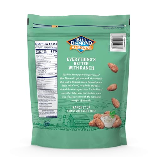 Image of Blue Diamond Almonds, Ranch Flavored Value Bag Snack Nuts Perfect for Bulk Pantry Staples and Keto Friendly Snacking 45 Oz Resealable Bag (Pack of 1)