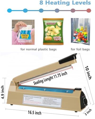 Machine à sceller manuelle à impulsion 30,5 cm pour sacs plastique PE PP - 4