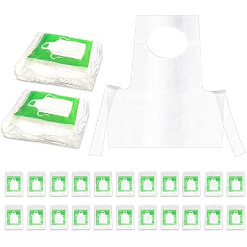 100Pieces Disposable Aprons Plastic Aprons for Kids Small Clear Polythene Waterproof Great for Painting, Cooking, Age 4-12 (Green, 26"x21.6") Cover