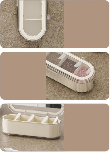 Image of Xmart India 4 Compartment Masala Dabba with Spoons | Spice Box with Transparent Lid | Kitchen Spice Organizer for Salt, Sugar, Masala, Herbs, Seasonings & Dry Fruits (Masala Box, Standard)