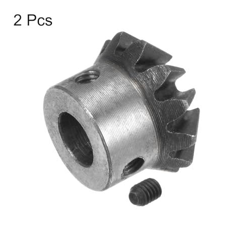 Image of HARFINGTON 2pcs Bevel Gear 1M 12 Teeth 10mm Shaft Hole 1:1 Tapered Bevel Pinion Gear 45# Steel 2 Module 90 Degree Steering Gear, for Hardware Mechanical Rotation