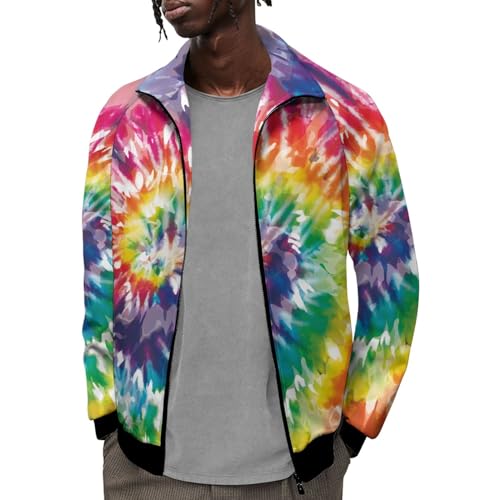 Forchrinse Galaxy Starry Space Mens Zip up Fleece Sweatshirt Light Sport Track Jacket Bomber Cardigan Fall Spring Coat