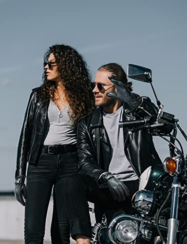 KEMIMOTO Luvas de couro de carneiro para dirigir motocicletas para homens e mulheres, todos os dedos