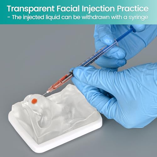 Image of Transparent Facial Injection Model, Facial Training Nose Model for Injection and Filler Practice, Used for Micro Plastic Surgery Teaching, Beautician Teaching, Medical Students Doctors