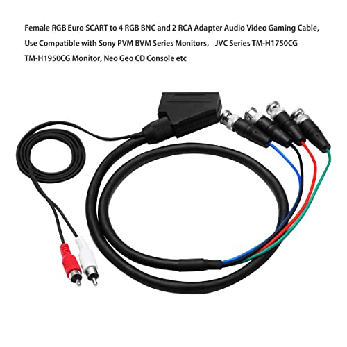 gtpartes Female RGB Euro SCART to 4 BNC + Audio Cable Compatible with Sony PVM Sega Genesis SNES Neo Geo