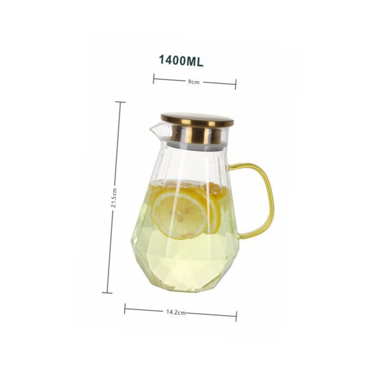 Jarra de Agua Helada 1500ml de Vidrio Borosilicato Tapa | Ligera y Portátil, Resistente al Calor, para Leche y Vino, Adecuado como Obsequio o Uso Diario en Casa