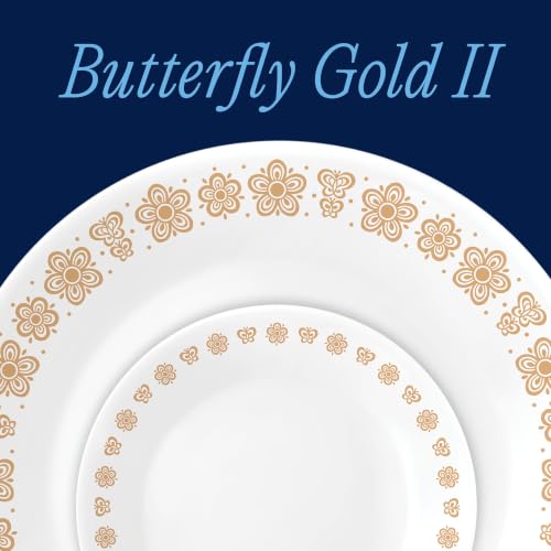 Image of Corelle Butterfly Gold 18-Piece Round Dinnerware Set, Service for 6