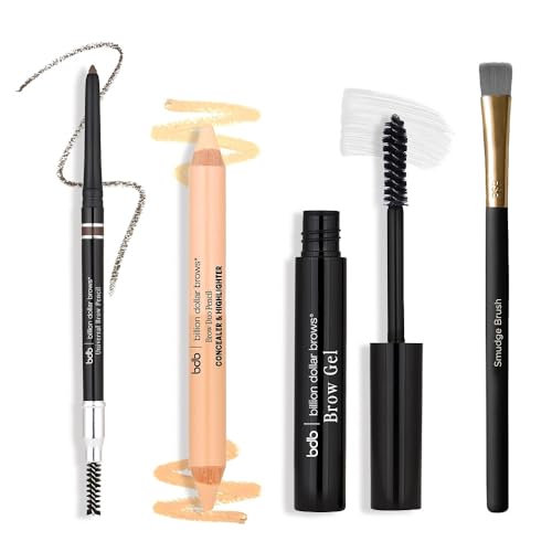 Billion Dollar Brows Best Sellers Kit - 4-Piece Eyebrow Makeup Starter Set Includes Universal Brow...