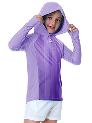 Image of AOBUTE Unisex Kids Long Sleeve Hoodie Rash Guard Boys UPF 50+ Swim Top with Thumb Hole 3-12 Years