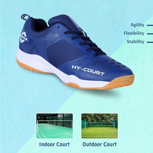 Image of NIVIA HY-Court 2.1 Badminton Shoes for Men | Ultimate Footwear for Court Mastery | Padel Shoes | Pickleball Shoes | Non-Marking Court Shoes | Unleash Your Full Court Potential | (Navy Blue /Red /Yellow /Black)