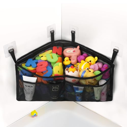 Goowin Bath Toy Organizer, Triangle Corner Bath Toy Storage, Quick ...