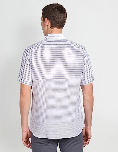 Image of Arrow Men's Linen Blend Striped Regular Fit Shirt