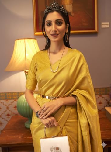 Image of SWORNOF Women's Banarasi silk Saree With Unstitched Blouse Piece