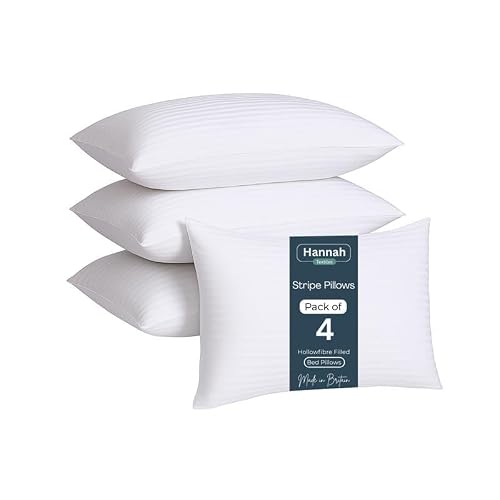 Hannah Pillows 4 Pack Hotel Quality Bounce To Back Extra Soft Filling Bed Pillows For Side, Stomach And Back Sleeper, Body Pillows Standard Pillows, White