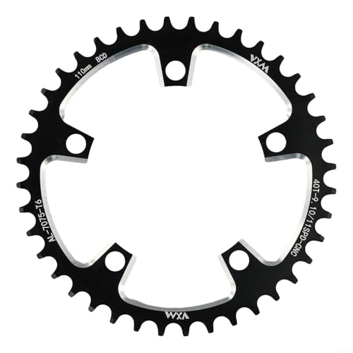 Niceminiwall Corona 110BCD 36/38/40T 5 viti rotonda stretta larga corona per bicicletta in alluminio CNC corona per 9/10/11 velocità bici da strada pieghevole bicicletta (38T)