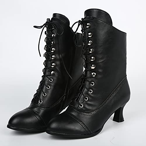 Bottines à lacets mi-mollet finitions premium style gothique à talon - 6