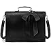 ECOSUSI Women's Briefcase Vegan Leather 15.6 inch Laptop Bag for School Shoulder Computer Satchel Bag with Detachable Bow, Black