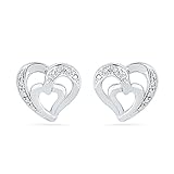 DGOLD Sterling Silver Round Diamond Fashion Earrings (0.03 Cttw)
